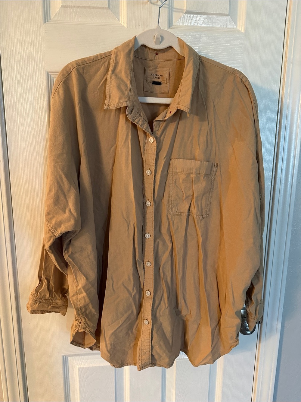 American Eagle Outfitters Women’s Tan Lightweight Oversized Drop Shoulder Shirt